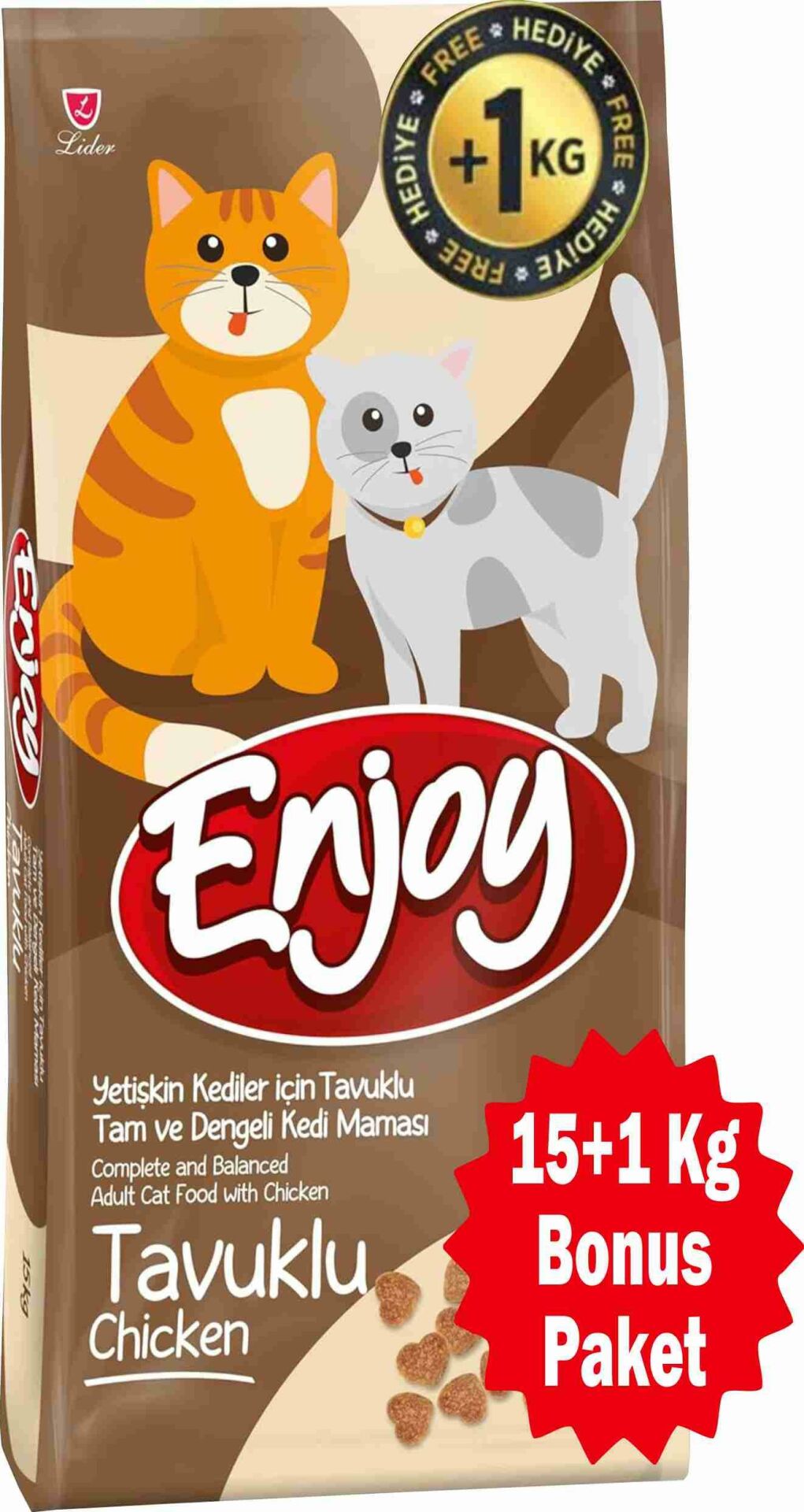 Enjoy Tavuklu Yetişkin Kedi Maması 15+1 Kg Bonus Paket