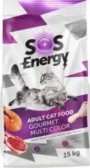 Sos Energy Gourmet Renkli Taneli Yetişkin Kedi Maması 15 Kg