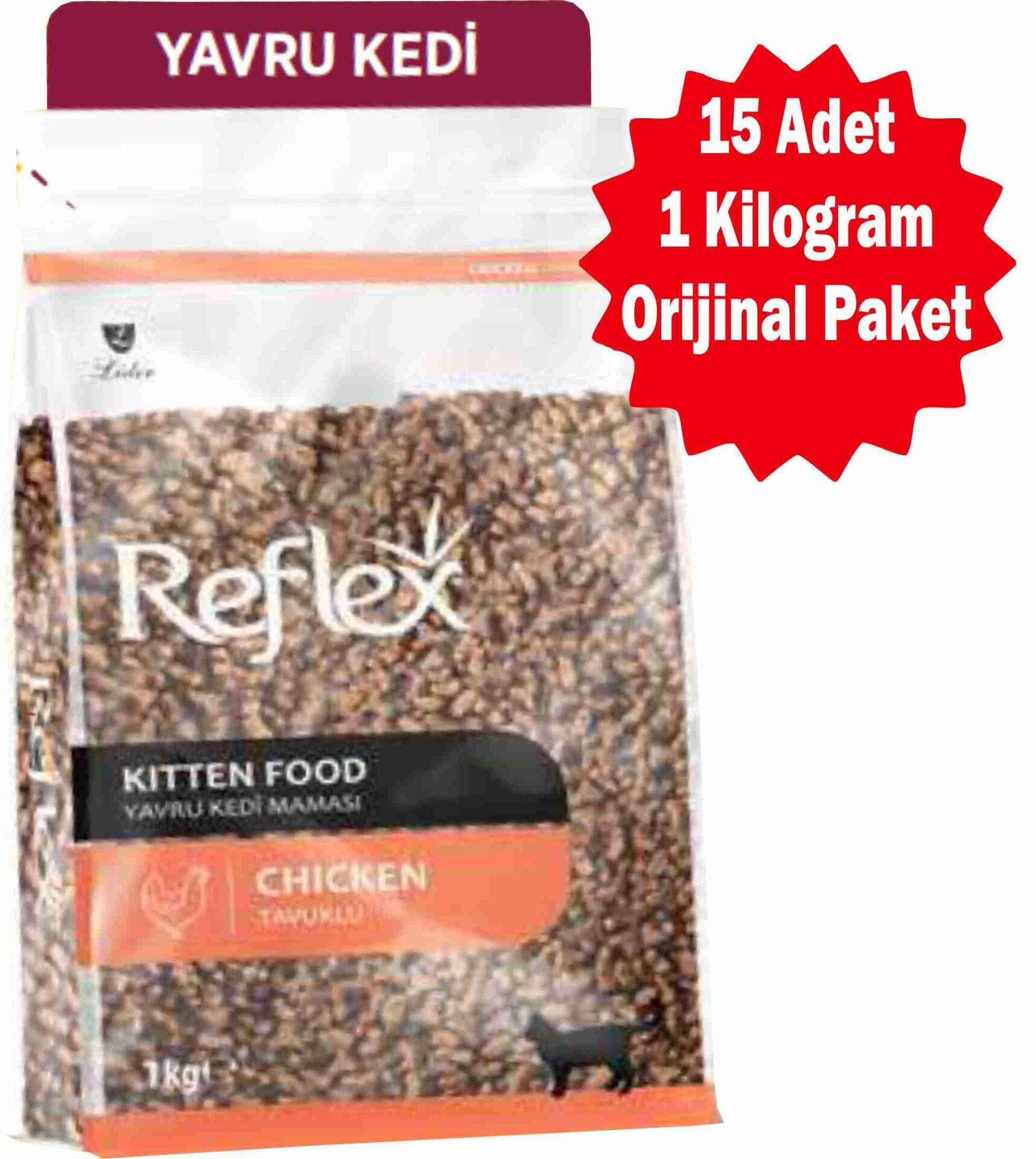 Reflex Tavuk Etli Yavru Kedi Maması 1 Kg (Orijinal Paket) - 15 Adet