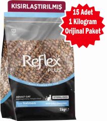 Reflex Plus Kısırlaştırılmış Somonlu Kedi Maması 1 Kg (Orijinal Paket) - 15 Adet