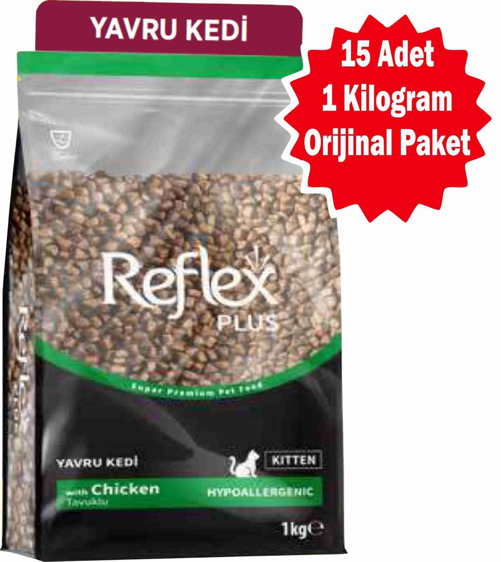 Reflex Plus Tavuklu Yavru Kedi Maması 1 Kg (Orijinal Paket) - 15 Adet