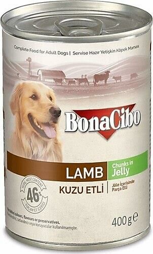Bonacibo Kuzu Etli Yaş Yetişkin Köpek Konservesi 400 gr 24 Adet