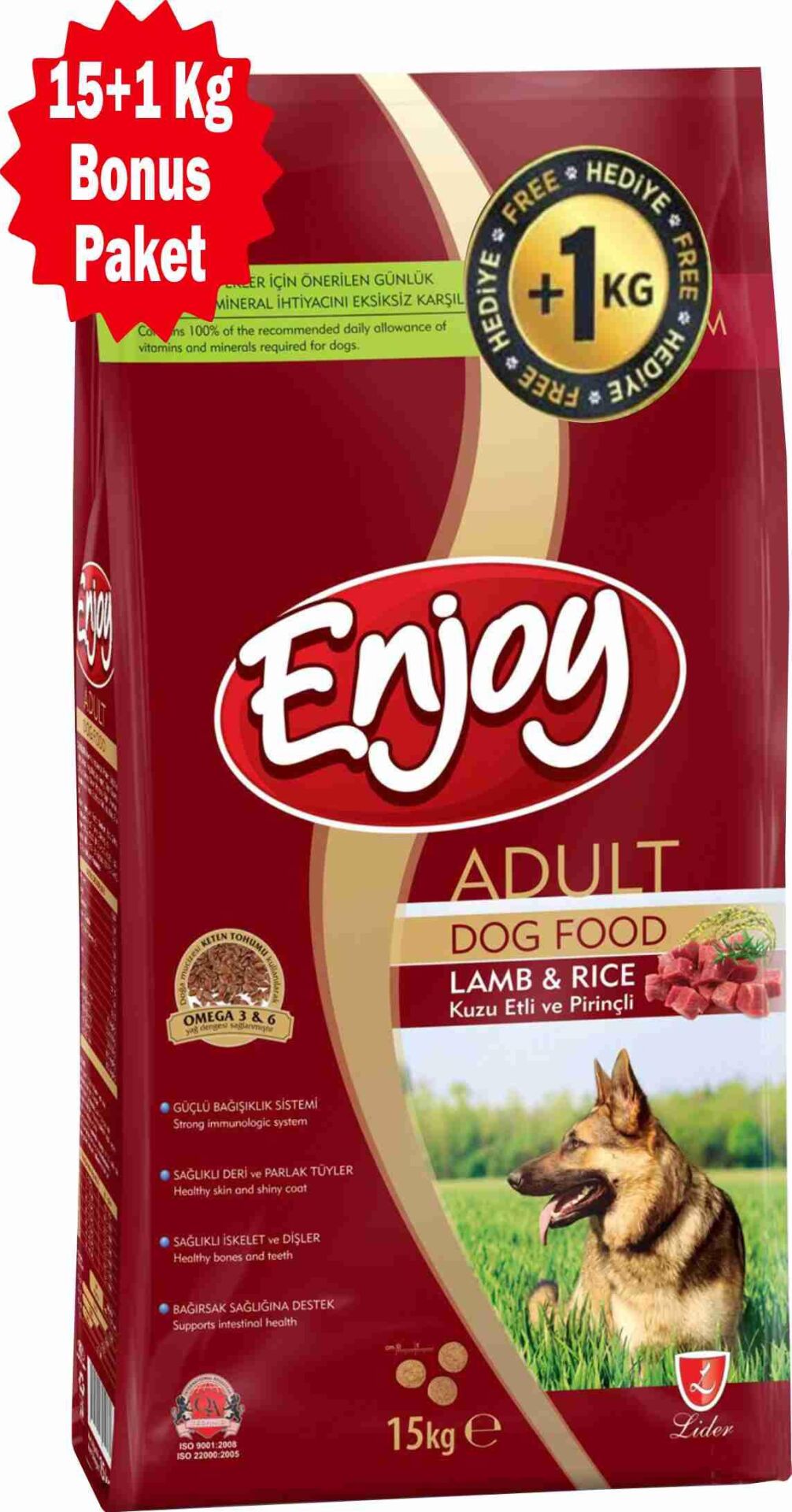 Enjoy Kuzu Etli Köpek Maması 15+1 Kg Bonus Paket